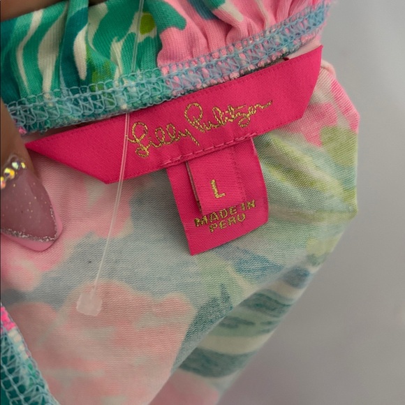 Lilly Pulitzer Pink & Teal Floral Tank with Green Accents - Picture 4 of 4